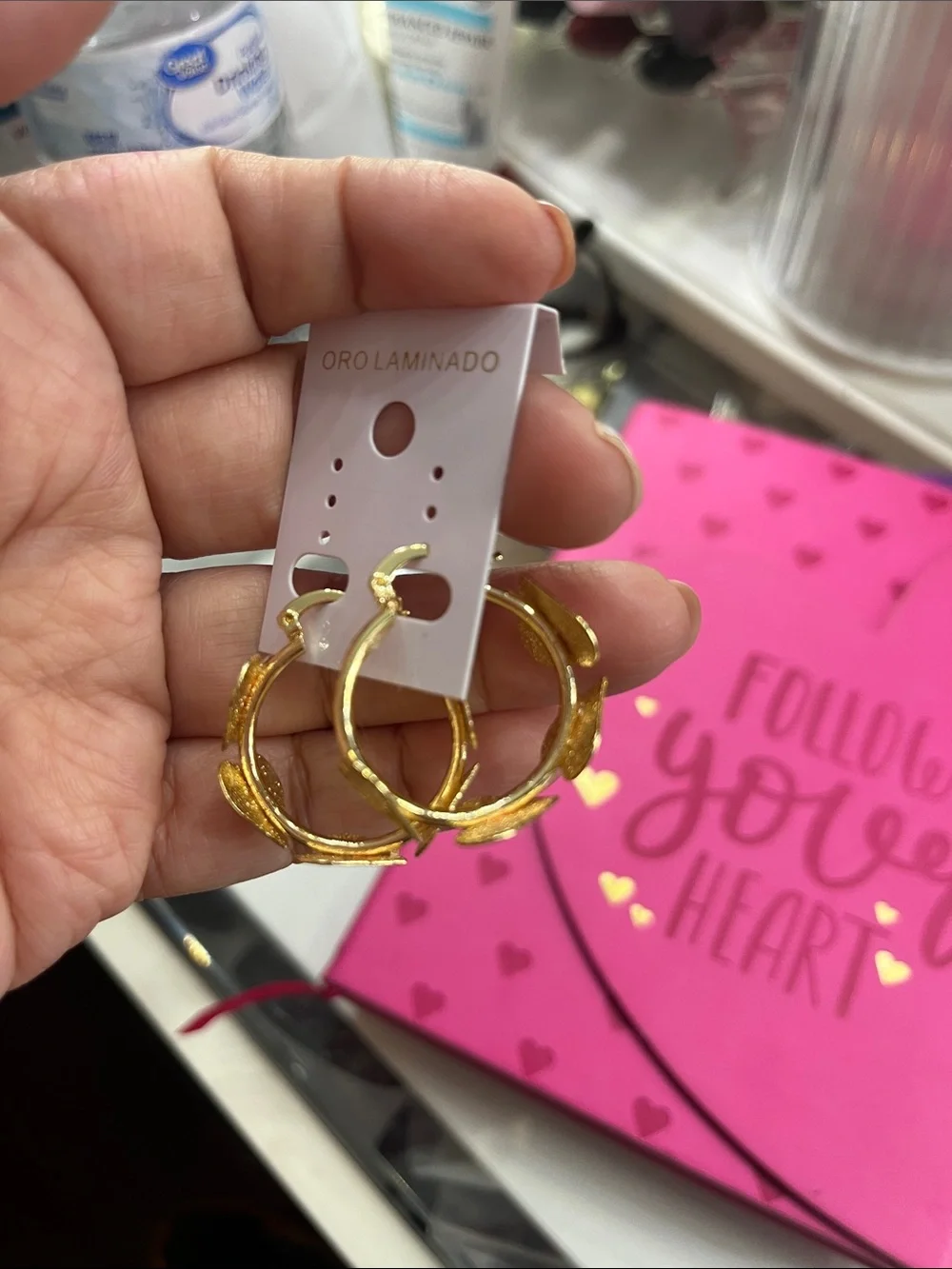 Gold heart Leaf Hoop Earrings - Women Jewelry